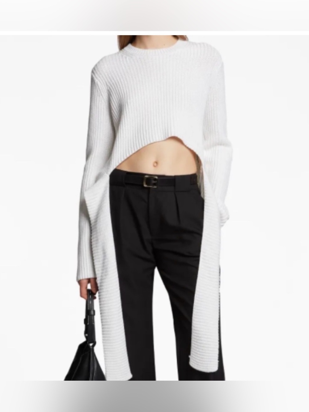 Proenza Schouler White Label Cotton Cashmere White Wrap Minimalist Sweater Small